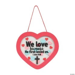 Budget ⌛ 1 John 4:19 Heart Sign Craft Kit- Makes 12 🎁