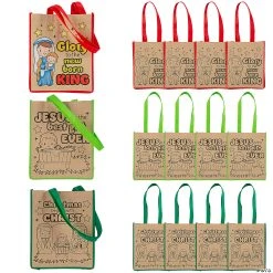 Coupon 🎉 10" x 12" Medium Color Your Own Religious Nativity Nonwoven Tote Bags - 12 Pc. ✨