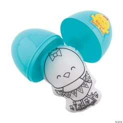 Flash Sale ❤️ 4" Color Your Own Stuffed Chick-Filled Religious Easter Eggs - 12 Pc. ✔️