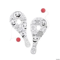 Cheap π Color Your Own Christian Pumpkin Paddleball Catch Games - 12 Pc. π