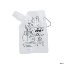 Deals 🌟 Color Your Own Construction VBS Collapsible Water Bottles - 12 Pc. 🔥