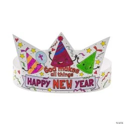 New π Color Your Own Faith Happy New Year Crowns - 12 Pc. β