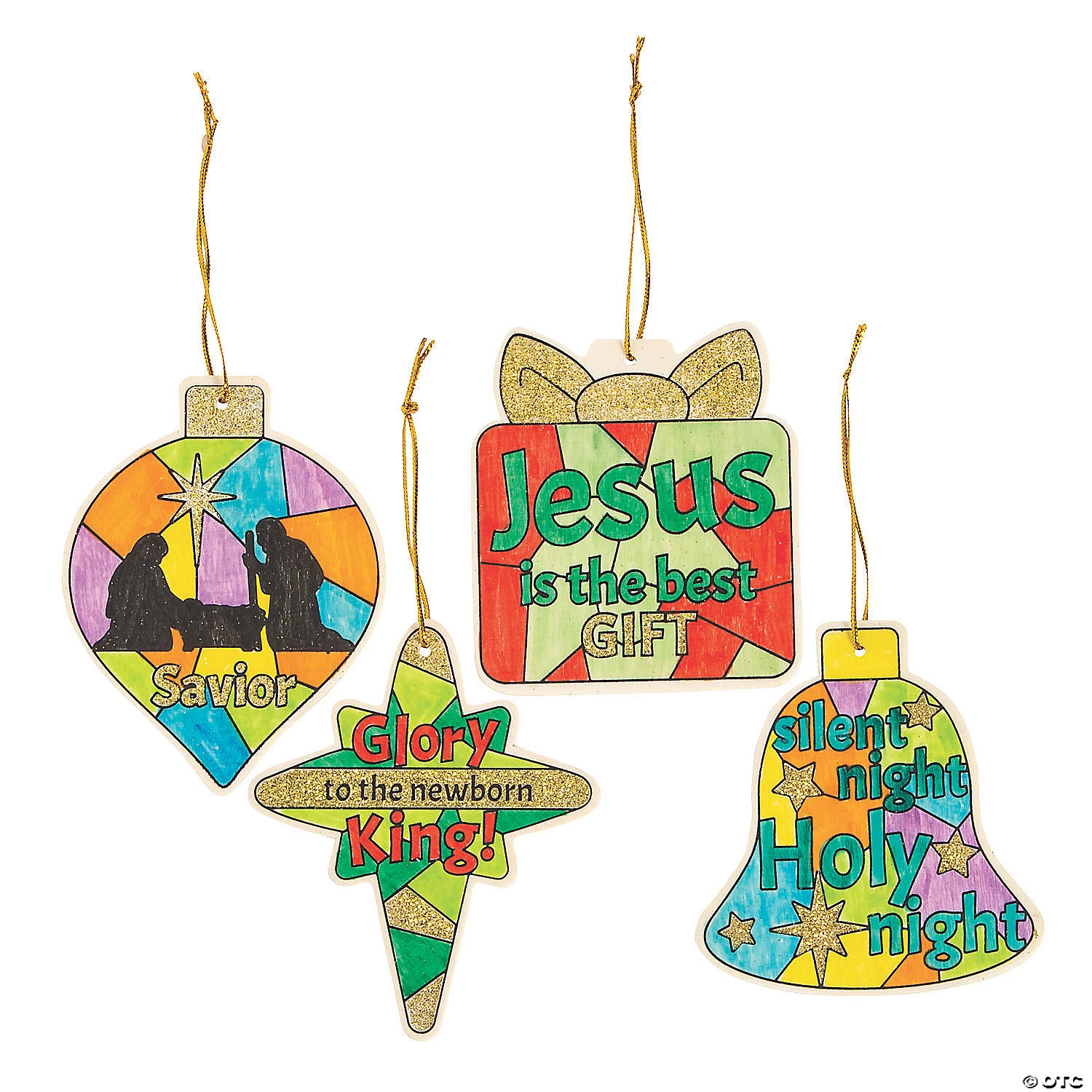 Wholesale β Color Your Own Glittery Nativity Ornaments - 12 Pc. π 2 Wholesale β Color Your Own Glittery Nativity Ornaments - 12 Pc. π - Image 2