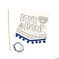 Discount 🔥 Color Your Own Hanukkah Banners with Pom-Pom Trim - 12 Pc. ⌛