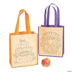 Brand new π₯° Color Your Own Medium Christian Pumpkin Halloween Nonwoven Tote Bags - 12 Pc. β€οΈ