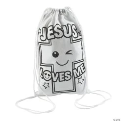 Best reviews of 𧨠Color Your Own Medium Jesus Loves Me Drawstring Bags - 12 Pc. β