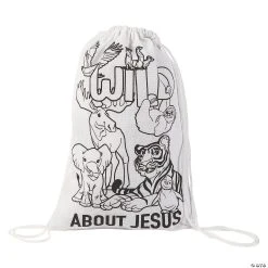 Buy 👏 Color Your Own Medium Wild Encounters VBS Canvas Drawstring Bags - 12 Pc. ✔️