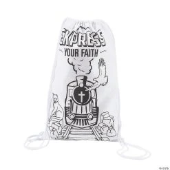 Buy ❤️ Color Your Own Railroad VBS Medium Drawstring Bags - 12 Pc. 👏