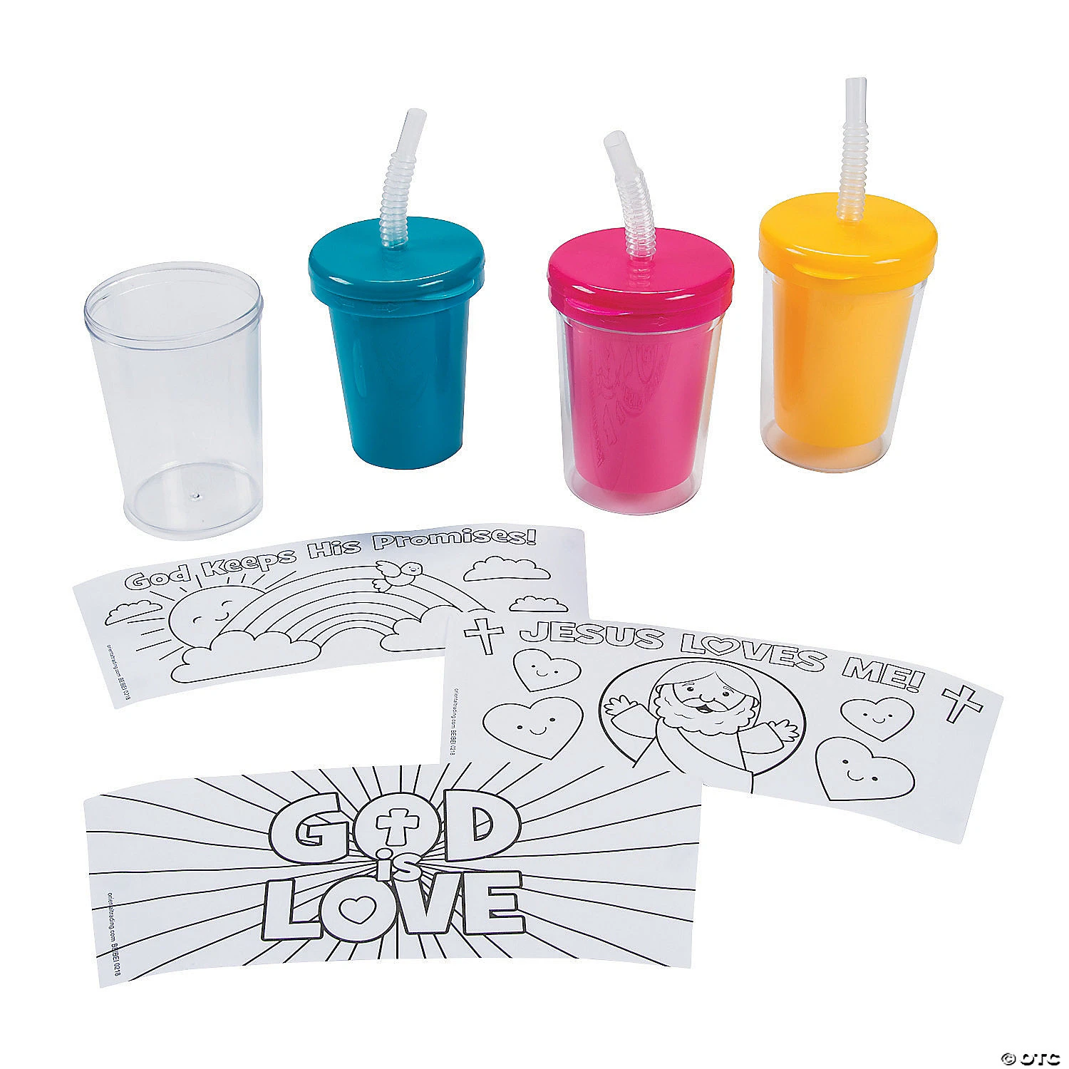 Budget π Color Your Own Religious Cups with Lids & Straws - 12 Pc. 𧨠3 Budget π Color Your Own Religious Cups with Lids & Straws - 12 Pc. 𧨠- Image 3