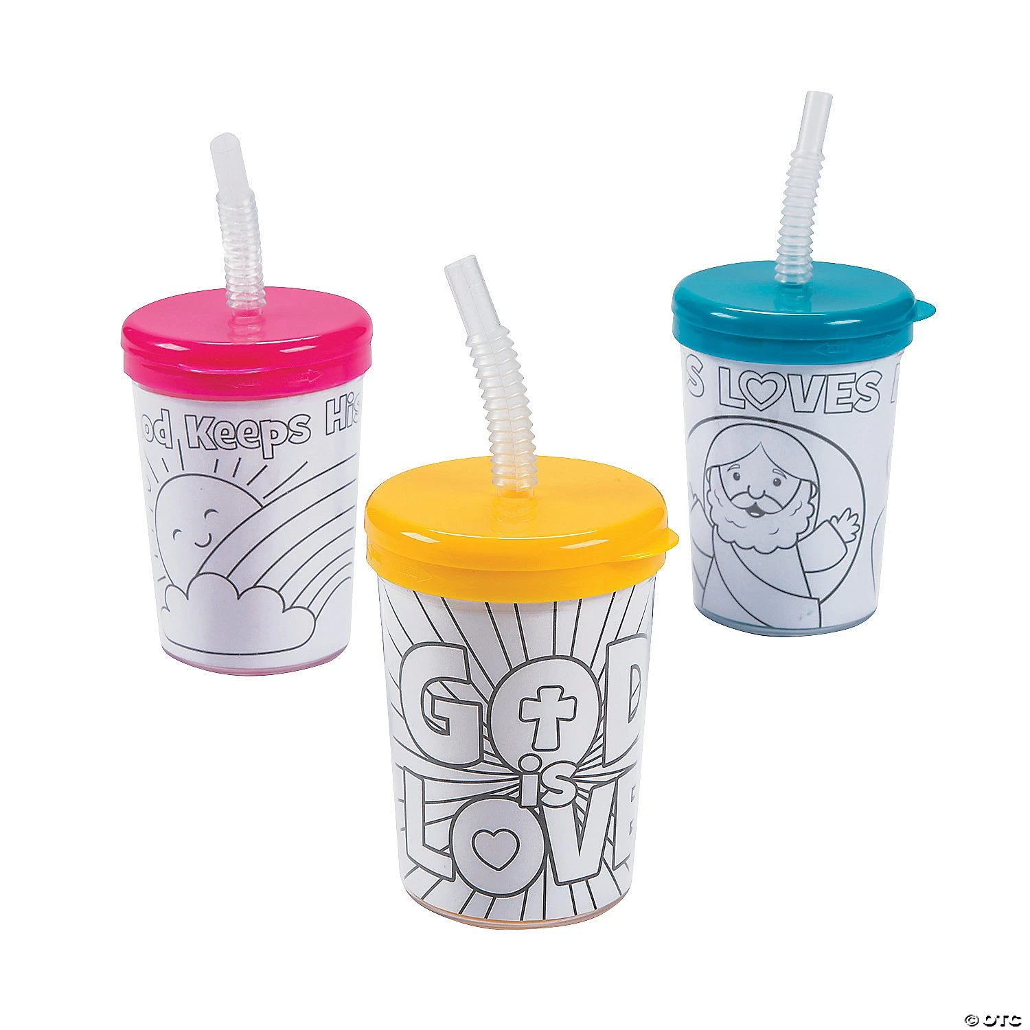 Budget π Color Your Own Religious Cups with Lids & Straws - 12 Pc. 𧨠1 Budget π Color Your Own Religious Cups with Lids & Straws - 12 Pc. π§¨