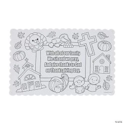 Wholesale π Color Your Own Thanksgiving Prayer Placemats - 12 Pc. π