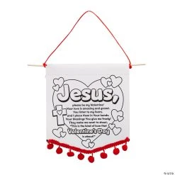Budget 🔔 Color Your Own Valentine Prayer Banners with Pom-Pom Trim - 12 Pc. 👍