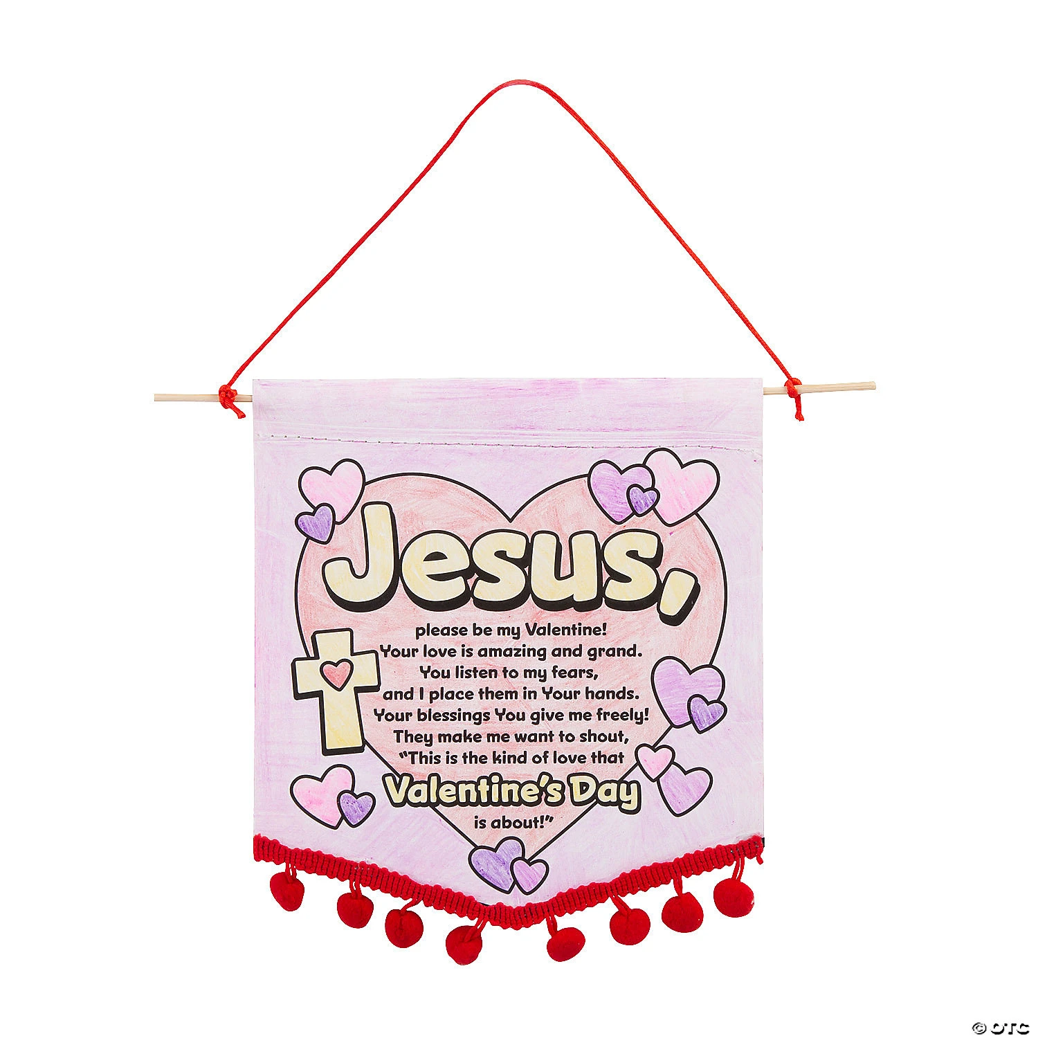 Budget π Color Your Own Valentine Prayer Banners with Pom-Pom Trim - 12 Pc. π 3 Budget π Color Your Own Valentine Prayer Banners with Pom-Pom Trim - 12 Pc. π - Image 3
