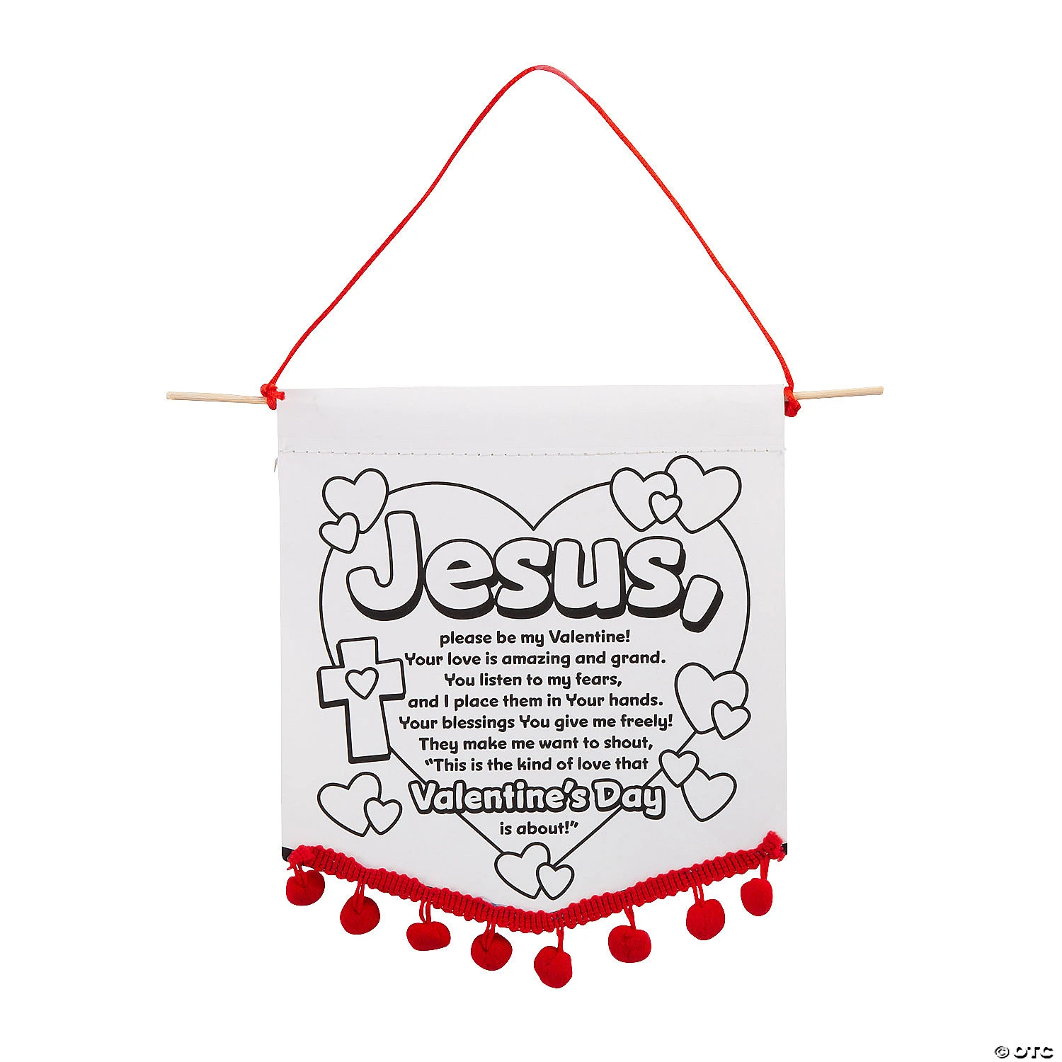 Budget π Color Your Own Valentine Prayer Banners with Pom-Pom Trim - 12 Pc. π 1 Budget π Color Your Own Valentine Prayer Banners with Pom-Pom Trim - 12 Pc. π