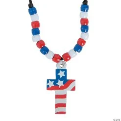 Best Sale ❤️ Cross with American Flag Necklace Craft Kit - Makes 12 ✨