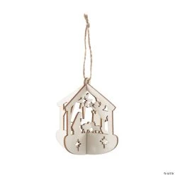 Budget ⌛ DIY 3D Nativity Unfinished Wooden 🛒 Christmas Ornaments - 12 Pc. 🛒