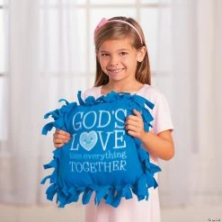 Wholesale 🔔 God’s Love Tied Fleece Pillow Craft Kit - Makes 6 🔥 -Religious Crafts Sales god s love tied fleece pillow craft kit makes 613784444 a02
