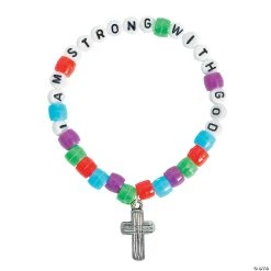 Best Sale ❤️ “I Am Strong with God” Pony Bead Bracelet Craft Kit - Makes 12 ❤️