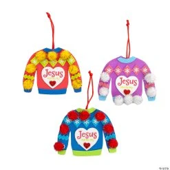 Hot Sale ✨ Jesus Warms My Heart Sweater Ornament Craft Kit - Makes 12 😀