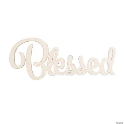 Brand new 🧨 Large DIY Unfinished Wood Blessed Word Cutout ❤️