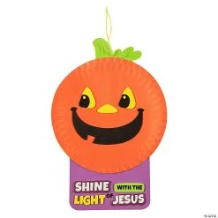 Budget 👍 Paper Plate & Foam Christian Pumpkin Craft Kit - Makes 12 🧨