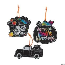 Coupon 😉 Religious Fall Magic Color Scratch Ornaments - 24 Pc. ⭐
