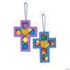 Cheapest ❤️ Religious Stained Glass Cross Ornament Craft Kit - Makes 12 ⌛